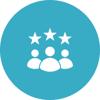 A blue circle with three stars on it