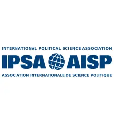 A blue logo of the international political science association.